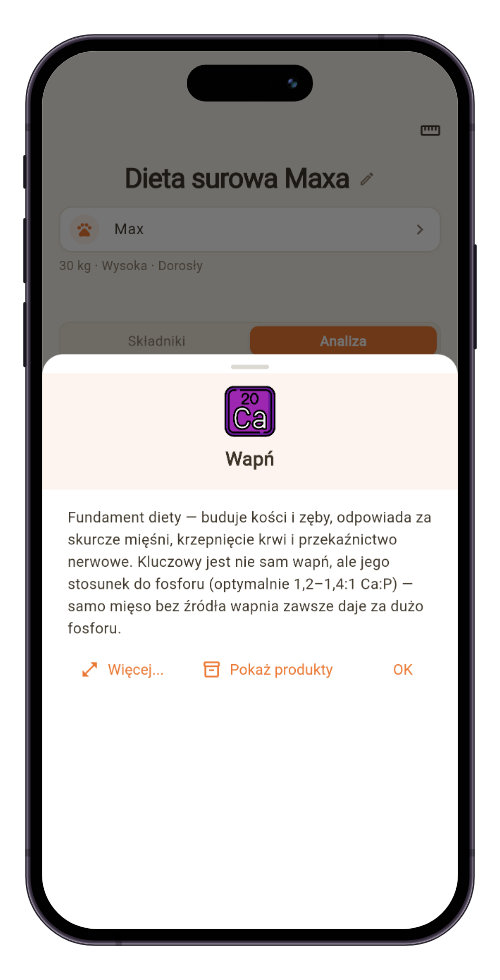 Opis składnika odżywczego w BARFLAB
